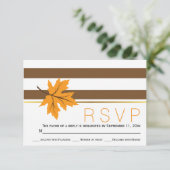 メープル離れとブラウンストライプ秋の結婚式RSVP 出欠カード (スタンド正面)