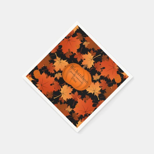 メープル離れカラフルパンプキン秋ファミリー懇親会 スタンダードカクテルナプキン (角)