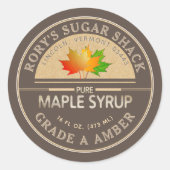 メープル離れカラフルメープルシロップのクラフトとブラウン ラウンドシール (正面)