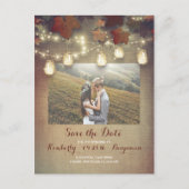 メープル離れス・メイソン・ジャース秋写真Save the Date 案内ポストカード (正面)