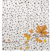 メープル離れ水玉模様オレンジとブラウン シャワーカーテン (正面)