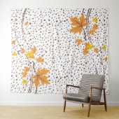 メープル離れ水玉模様オレンジとブラウン タペストリー (インサイチュ(横))