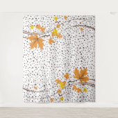 メープル離れ水玉模様オレンジとブラウン タペストリー (正面)