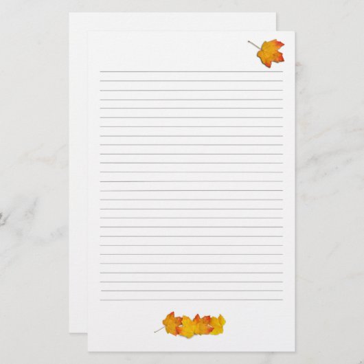 メープル離れ秋テーマ、裏打ち筆記用紙 便箋 (正面/裏面)