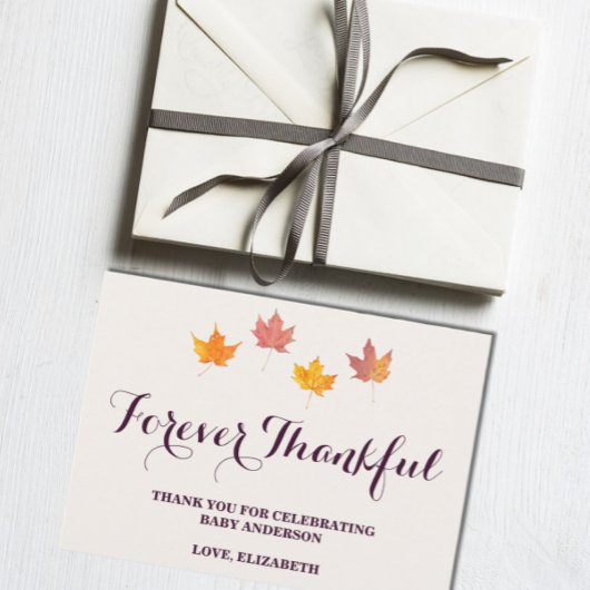 メープル離れ秋ベビーシャワー サンキューカード