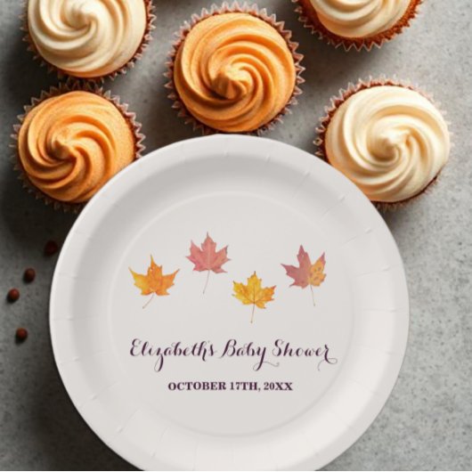 メープル離れ秋ベビーシャワー ペーパープレート