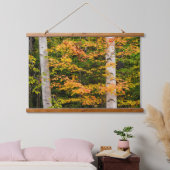 メープル&ホワイト樺の木 |ホワイトマウンテンズ, NH 吊り下げ型タペストリー (寝室)