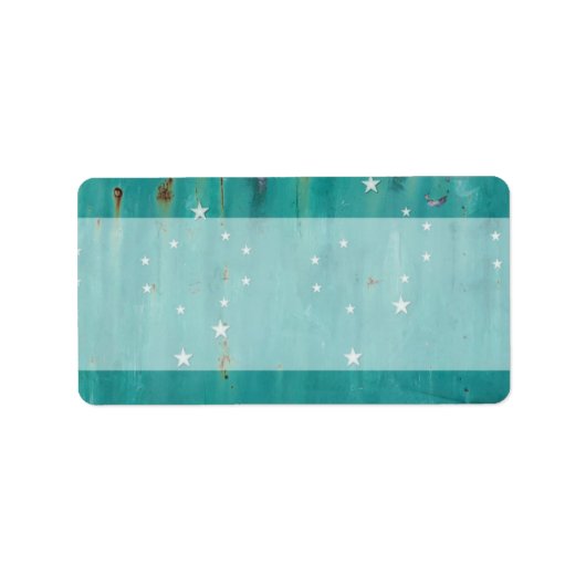 メーリング追加シェナンドア木材ラステッドターコイズ星 ラベル (正面)