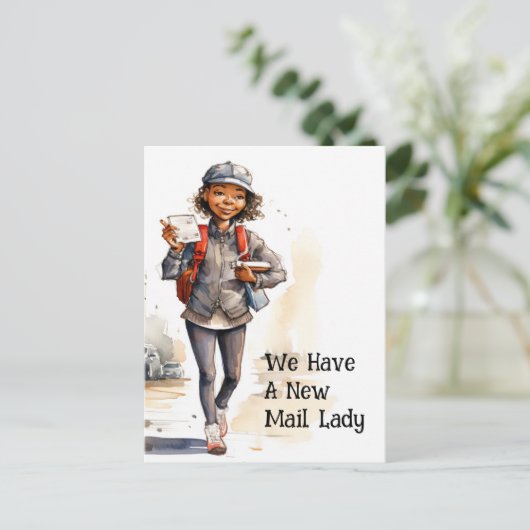 メールおもしろいレディの移動告知 ポストカード (スタンド正面)