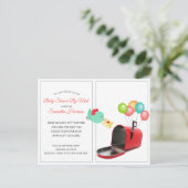 メールお洒落による赤いメールボックスの赤ちゃんシャワー インビテーションポストカード (スタンド正面)