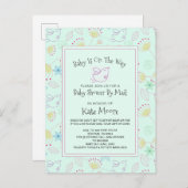 メールお洒落ベビー鳥フローラによる赤ちゃんシャワー インビテーションポストカード (正面/裏面)