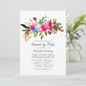 メールでおくるウォーターカラーボーホーチックフラワーブライダルシャワー 招待状 (スタンド正面)