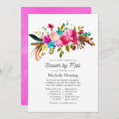 メールでおくるウォーターカラーボーホーチックフラワーブライダルシャワー 招待状 (正面/裏面)