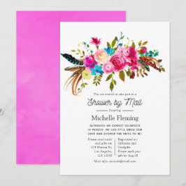 メールでおくるウォーターカラーボーホーチックフラワーブライダルシャワー 招待状