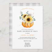 メールでおくる秋のカボチャとヒマワリのベイビーシャワー 招待状 (正面/裏面)