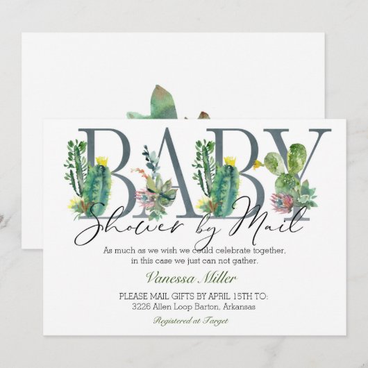 メールでカキハタビーシャワーの招待状, カキハタベイビーシャワーのメールでの招待状。 お手頃でオーダ 招待状 (正面/裏面)