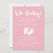 メールでシャワーああベビーガール足ピンク白 招待状 (正面)