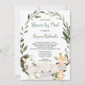 メールでシャワーを浴びるマスク付きのベビーシャワー 招待状 (正面)