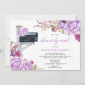 メールでシャワーを浴びる紫のフローラの女の子のベビーシャワー 招待状 (正面)