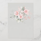 メールでシャワーを ヴィンテージ ブラッシュ ピンクのバラ 箔招待状 (裏面)