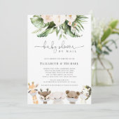 メールでシャワーマスクされたベビーサファリ動物 招待状 (スタンド正面)