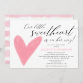 メールでシャワーモダンヴァレンティーンズピンクの白い女の子 招待状 (正面/裏面)