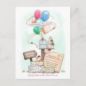 メールでシャワー仮想ベビーシャワバルーンのメールボックス インビテーションポストカード (正面)