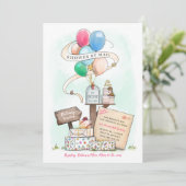 メールでシャワー仮想ベビーシャワバルーンのメールボックス 招待状 (スタンド正面)