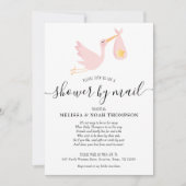 メールでシャワー散水桃色のベビーガール 招待状 (正面)