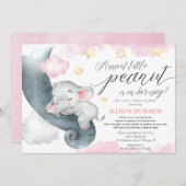 メールでシャワー甘い小さなピーナッツの女の子ピンク白 招待状 (正面/裏面)