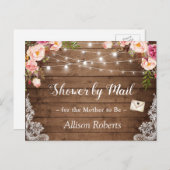 メールでシャワー素朴フローラレースのストリングライト ポストカード (正面/裏面)