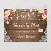 メールでシャワー素朴フローラレースのストリングライト ポストカード (正面)