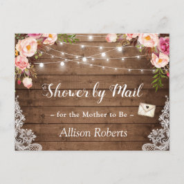 メールでシャワー素朴フローラレースのストリングライト ポストカード