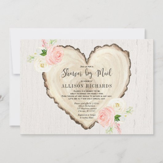 メールでシャワー素朴ヴァレンティンズデイガールベビー 招待状 (正面)