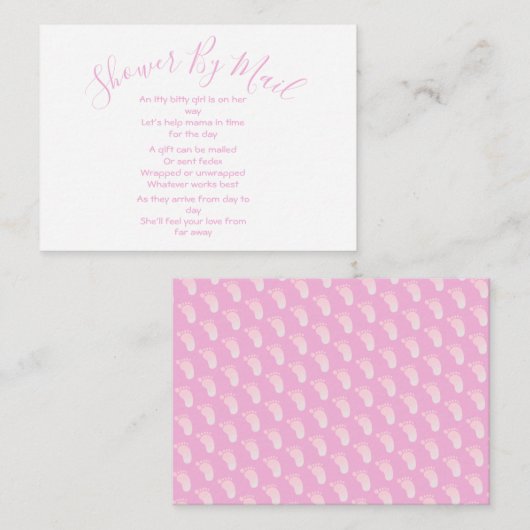 メールでシャワー赤ちゃんガールピンク エンクロージャーカード (正面/裏面)