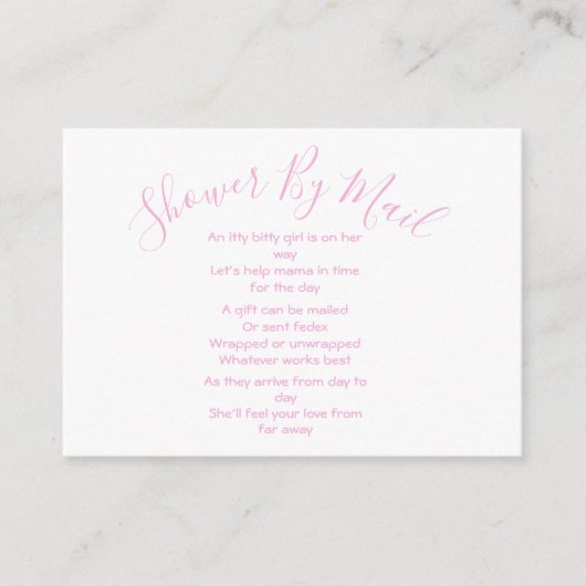 メールでシャワー赤ちゃんガールピンク エンクロージャーカード (正面)