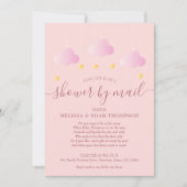 メールでシャワー長距離ピンクベビーガール 招待状 (正面)