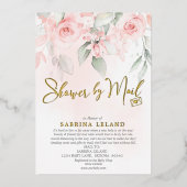 メールでシャワー ヴィンテージ ブラッシュ ピンク ローズ 箔招待状 (正面)