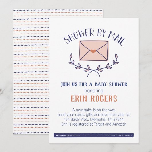 メールでドゥードルベイビーシャワーの招待状 招待状 (正面/裏面)