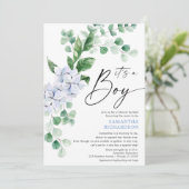 メールでベビーシャワーをお届け - 春の花とブルーのグリーン 招待状 (スタンド正面)