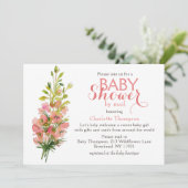 メールでベビーシャワーをお祝い ピンクの水彩花束 招待状 (スタンド正面)