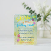 メールでベビーシャワーを届ける デイジーと風船の招待状 招待状 (スタンド正面)