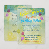 メールでベビーシャワーを届ける デイジーと風船の招待状 招待状 (正面/裏面)