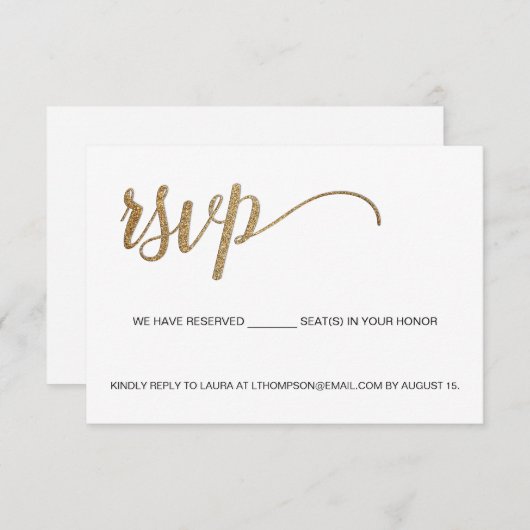 メールで出欠確認 カスタムQRコード 予約席 ゴールド 出欠カード (正面/裏面)