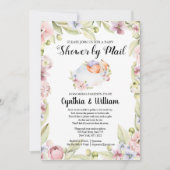 メールで女の子の赤ちゃんシャワー |エレガント春フローラ 招待状 (正面)