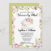 メールで女の子の赤ちゃんシャワー |エレガント春フローラ 招待状 (正面/裏面)