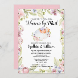 メールで女の子の赤ちゃんシャワー |エレガント春フローラ 招待状