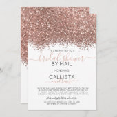メールで届くローズゴールドグリッターコンフェッティ ブライダルシャワー 招待状 (正面/裏面)