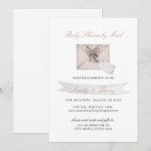 メールで楽しむピンクのベビーシャワー　バーチャル　ロングディスタンス 招待状 (正面/裏面)