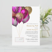 メールで楽しむプラム＆ゴールドのベイビーシャワーまたはブライズシャワー 招待状 (スタンド正面)